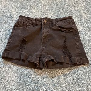 Black Ripped Jean Shorts